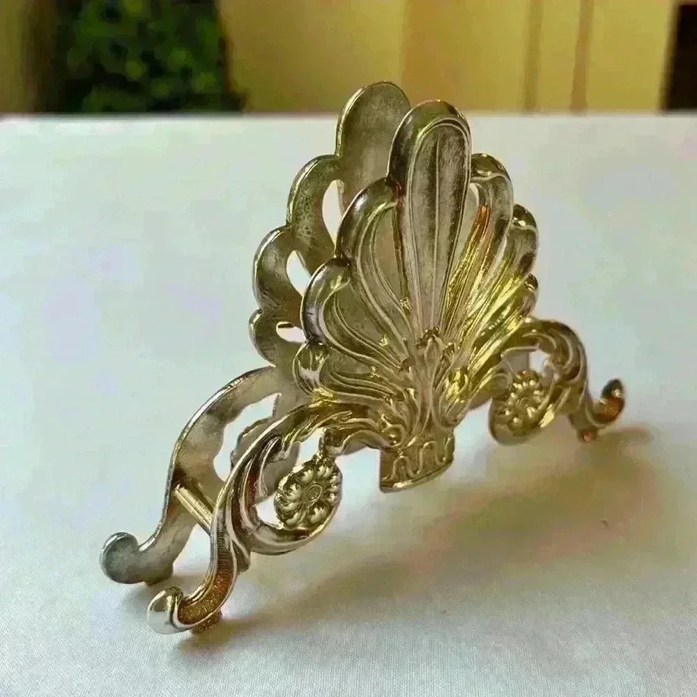 3 Ornate Vintage Silver Plate Metal Knife Rest/Flatware Holders/Orginizers - Picture 5 of 7
